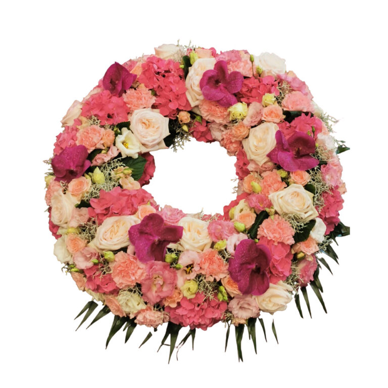 Couronne florale GANDY nuances de rose